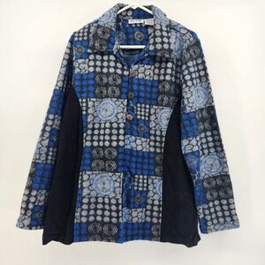 Blair Women's Size Large 3-Button‎ Sweater Jacket Blue/Grey